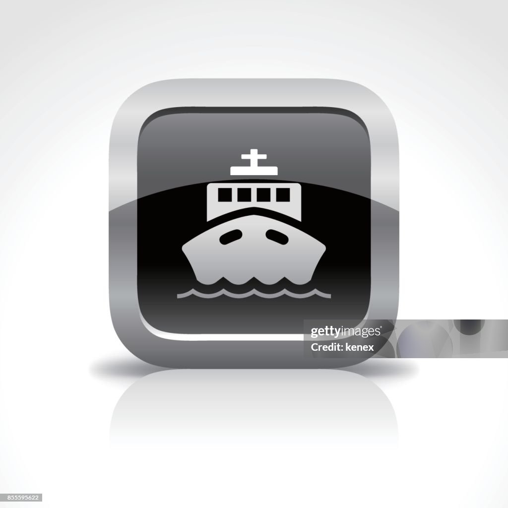 Travel Ferry and Cruise Ship Glossy Button Icon