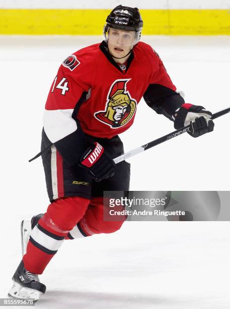 Colin Greening of the Ottawa Senators plays in a game against the Anaheim Ducks at Canadian Tire Centre on December 19, 2014 in Ottawa, Ontario,...