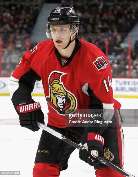 Colin Greening of the Ottawa Senators plays in a game against the Anaheim Ducks at Canadian Tire Centre on December 19, 2014 in Ottawa, Ontario,...