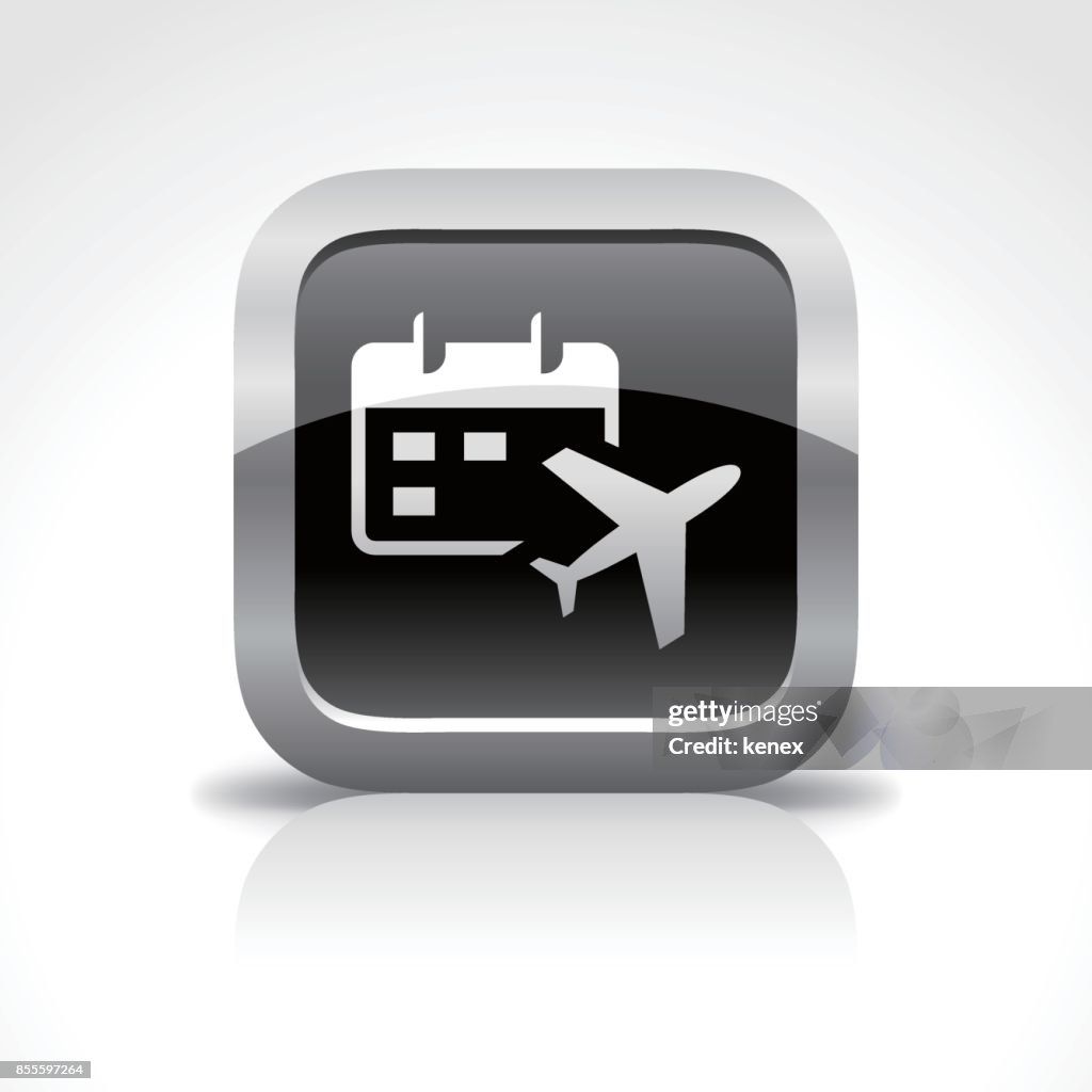 Travel Airplane and Flight Schedule Glossy Button Icon