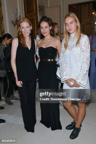 Johanna Kühl, Oda Jaune and Ida Immendorff attend the Kaviar Gauche : Bridale Couture Collection 2018 - "La Vie En Rose" as part of the Paris Fashion...