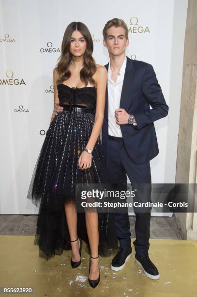 Kaia Jordan Gerber and Presley Walker Gerber attend the "Her Time" Omega Photocall as part of the Paris Fashion Week Womenswear Spring/Summer 2018 at...