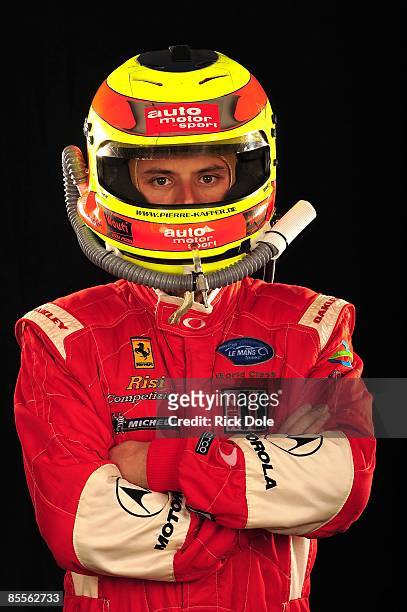Pierre Kaffer of Switzerland, driver of the Risi Competizione Ferrari 430 GT poses for a photo on March 18, 2009 in Sebring, Florida.