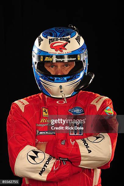 Mika Salo of Finland, driver of the Risi Competizione Ferrari 430 GT poses for a photo on March 18, 2009 in Sebring, Florida.