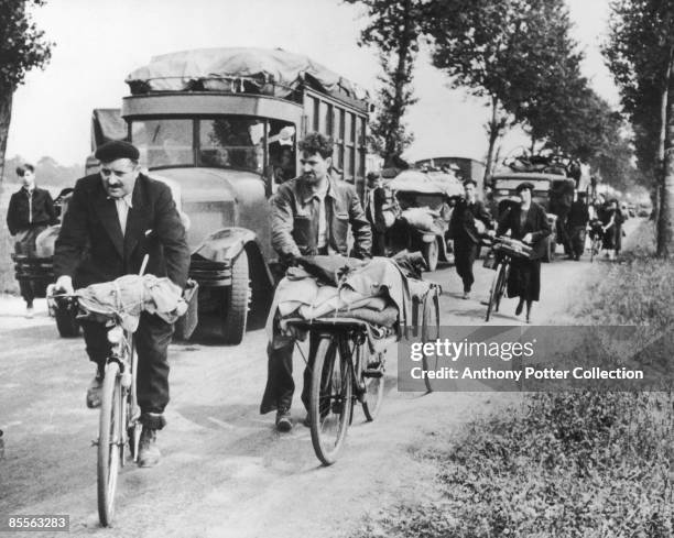 Refugees leaving Paris after the fall of France, circa June 1940.