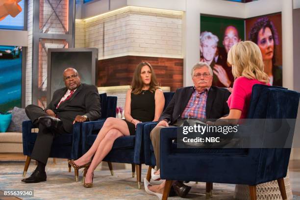 Pictured: Chris Darden, Kim Goldman, Fred Goldman and Megyn Kelly on Friday, September 29, 2017 --