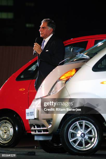 Ratan Naval Tata Chairman of Tata Group attends the launch of the Tata Nano on March 23, 2009 in Mumbai, India. Tata Motors today launched the...