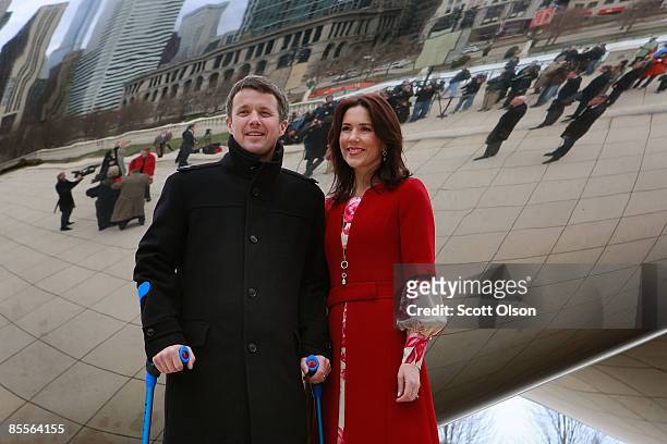 Danish Crown Prince Frederik and Princess Mary visit Cloud Gate a sculpture by British artist Anish Kapoor following the opening of the Climate &...