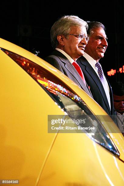 Ravi Kant Managing Director of Tata Motors and Ratan Naval Tata Chairman of Tata Group attend the launch of the Tata Nano on March 23, 2009 in...