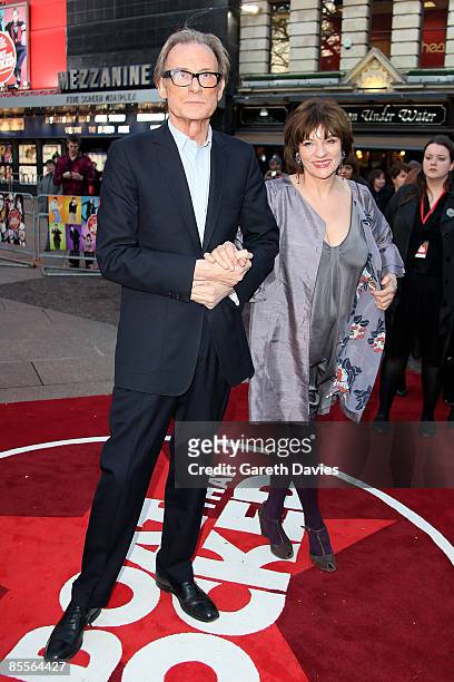 Bill Nighy and Diana Quick attend the world premiere of 'The Boat That Rocked' held at the Odeon cinema, Leicester Square on March 23, 2009 in...