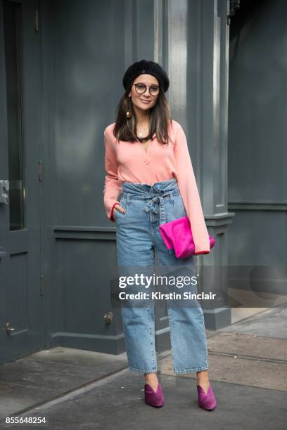 Fashion journalist and co founder of www.and-finally.co.uk Anna Rosa Vitiello wears Current Elliot jeans, Oliver Peoples glasses, Stine Goya jumper,...