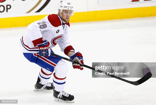 Jiri Sekac of the Montreal Canadiens plays in a game against the New Jersey Devils at Prudential Center on January 2, 2015 in Newark, New Jersey.