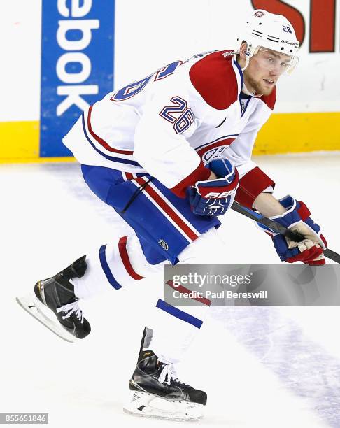 Jiri Sekac of the Montreal Canadiens plays in a game against the New Jersey Devils at Prudential Center on January 2, 2015 in Newark, New Jersey.