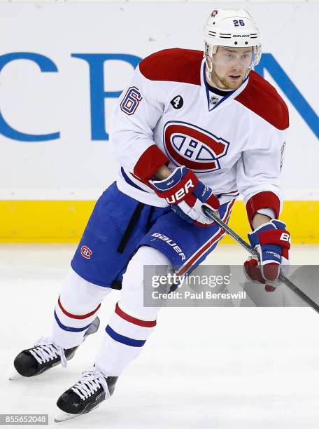 Jiri Sekac of the Montreal Canadiens plays in a game against the New Jersey Devils at Prudential Center on January 2, 2015 in Newark, New Jersey.