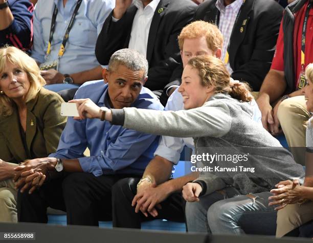 Barack Obama and Prince Harry attend the Basketball on day 7 of the Invictus Games Toronto 2017 at the Pan Am Sports Centre on September 29, 2017 in...