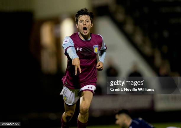 Harry McKirdy of Aston Villa scores for Aston Villa during the English Premier League Cup match between Aston Villa and West Bromwich Albion at Keys...