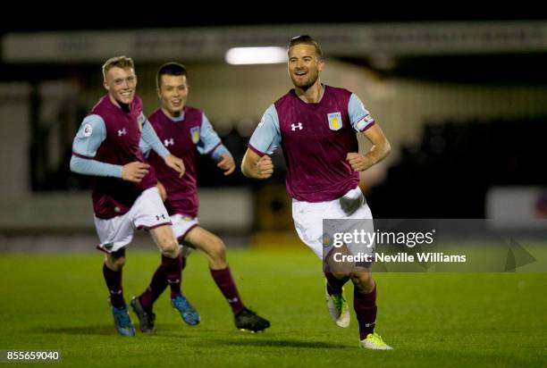 Jordan Lyden of Aston Villa scores for Aston Villa during the English Premier League Cup match between Aston Villa and West Bromwich Albion at Keys...