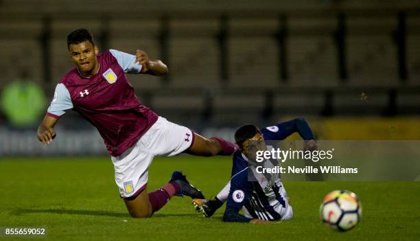 Jacob Bedeau of Aston Villa during the English Premier League Cup match between Aston Villa and West Bromwich Albion at Keys Park on September 29,...