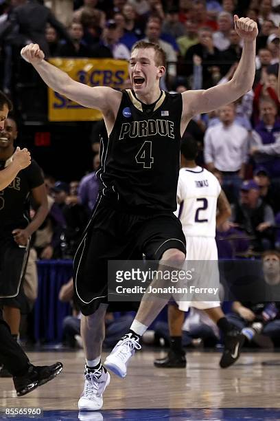 Robbie Hummel of the Purdue Boilermakers celebrates after defeating the Washington Huskies during the second round of the NCAA Division I Men's...