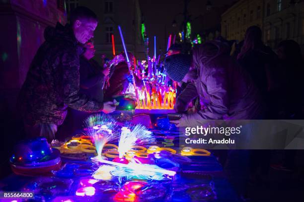 Dozens of thousands of people attend the first day of the Light Move Festival in Lodz, Poland, September 29, 2017. The festival offers many...