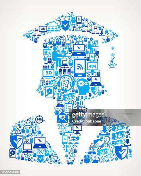 graduation face tech support vector icon pattern - shielding face stock illustrations