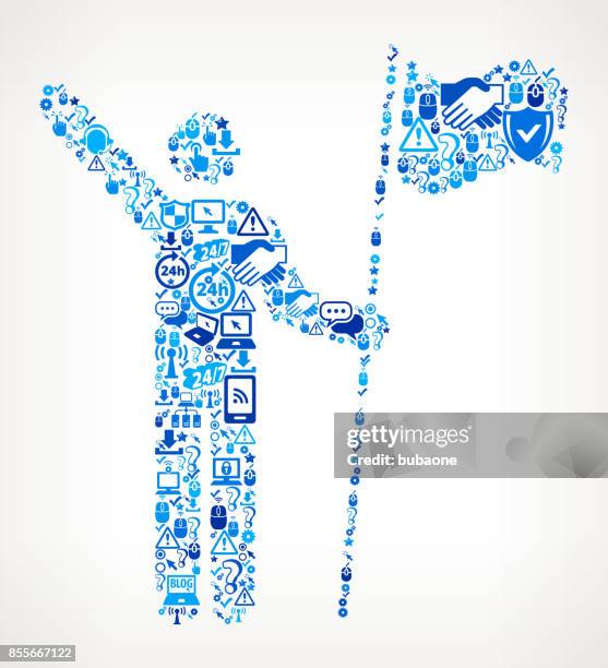 man & flag tech support vector icon pattern - server technician stock illustrations