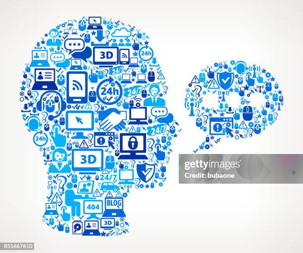 chatbubble face tech support vector icon pattern - shielding face stock illustrations