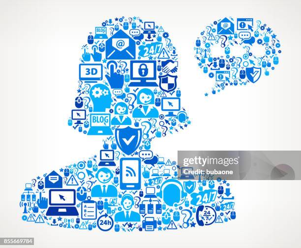 female communication head tech support vector icon pattern - server technician stock illustrations