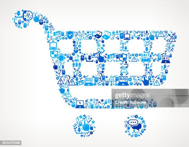 shopping cart tech support vector icon pattern - server technician stock illustrations