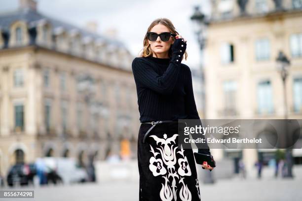 Olivia Palermo is seen during Paris Fashion Week on September 29, 2017 in Paris, France.