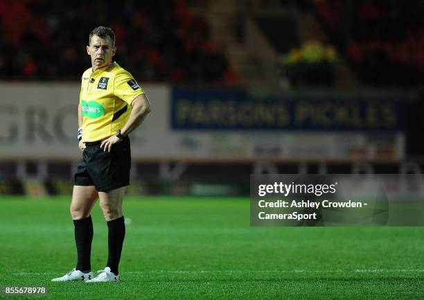 Referee Nigel Owens in action during todays match during the Guinness Pro14 Round 5 match between Scarlets and Connacht Rugby at Parc y Scarlets on...