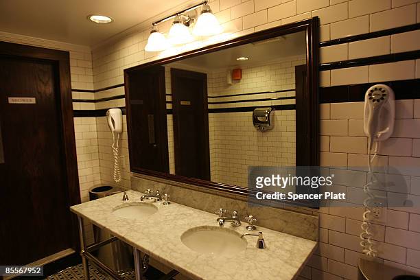 Shared bathroom at the Jane Hotel, a new hotel built around the concept of budget conscious travel with style on March 23, 2009 in New York City....