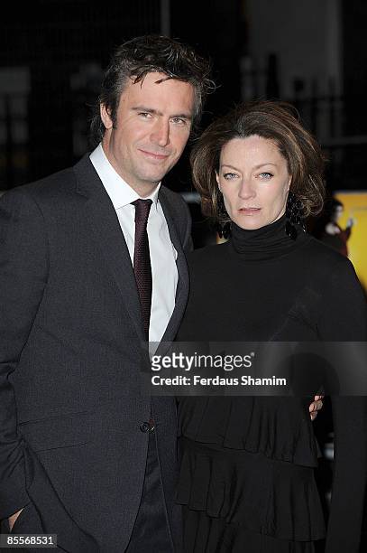 Jack Davenport and Michelle Gomez attend the world premiere of The Boat That Rocked at The Odeon Leicester Square on March 23, 2009 in London,...