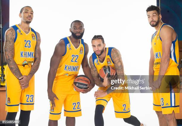 Malcolm Thomas, #23; Charles Jenkins, #22; Tyler Honeycutt, #2 and Anthony Gill, #13 poses during Khimki Moscow Region 2017/2018 Turkish Airlines...