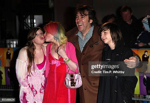 Jonathan Ross and kids Honey Kinny, Betty Kitten and Harvey Kirby arrives at the World Premiere of 'The Boat That Rocked' held at The Odeon,...