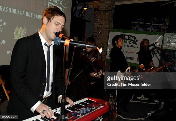Mikel Jollett of the Airborne Toxic Event performs at the Rose's Mojito & Rachael Ray's Feedback Psrty at Maggie Mae's nightclub as part of SXSW 2009...