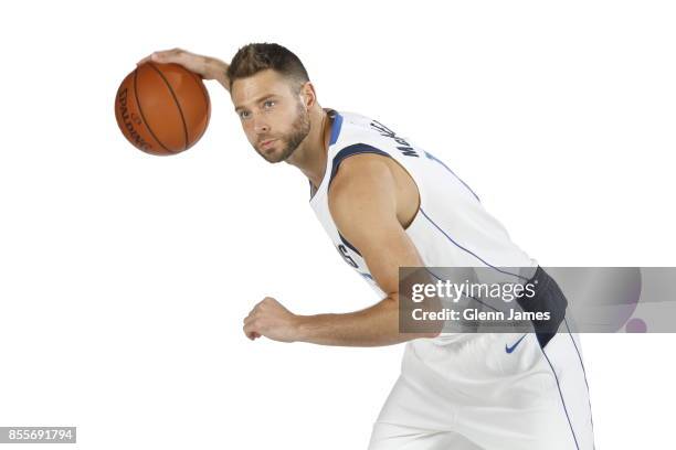Josh McRoberts of the Dallas Mavericks poses for a portrait during the Dallas Mavericks Media Day on September 25, 2017 at the American Airlines...