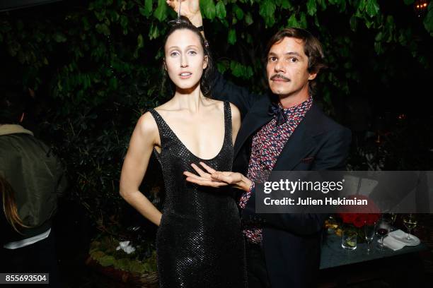 Anna Cleveland, wearing Ralph Lauren, and Elie Top attend the Ralph Lauren & Purple Magazine Cocktail as part of the Paris Fashion Week Womenswear...