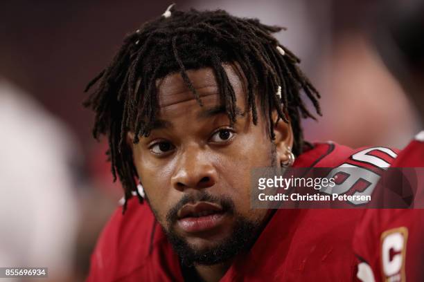 Defensive tackle Robert Nkemdiche of the Arizona Cardinals on the sidelines during the NFL game against the Dallas Cowboys at the University of...