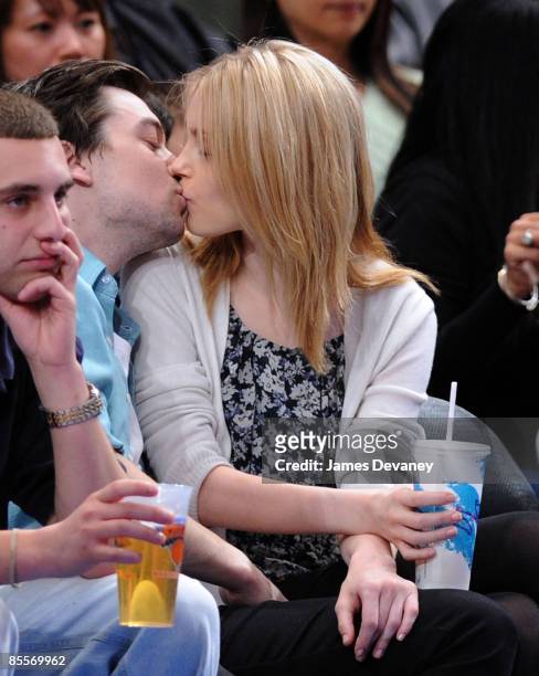 Jessica Stam and boyfriend attend Sacremento Kings vs New York Knicks game at Madison Square Garden on March 20, 2009 in New York City.