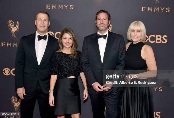 S Matt Rice, Marissa Devins, Mike Jelline and Nancy Gates attend the 69th Annual Primetime Emmy Awards at Microsoft Theater on September 17, 2017 in...