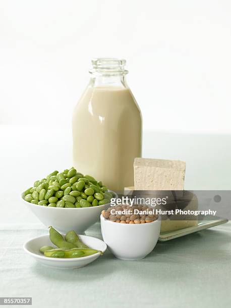 soy products - sojamilch stock-fotos und bilder