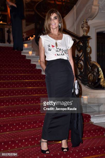 Carine Roitfeld attends the 20 Years Of MariaCarla Party as part of the Paris Fashion Week Womenswear Spring/Summer 2018 on September 29, 2017 in...