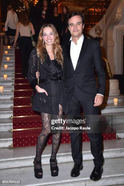 Micol Sabbadini and Emanuele Farneti attend the 20 Years Of MariaCarla Party as part of the Paris Fashion Week Womenswear Spring/Summer 2018 on...