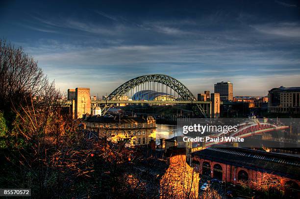 tyne & swing bridges  - tyne bridge bildbanksfoton och bilder