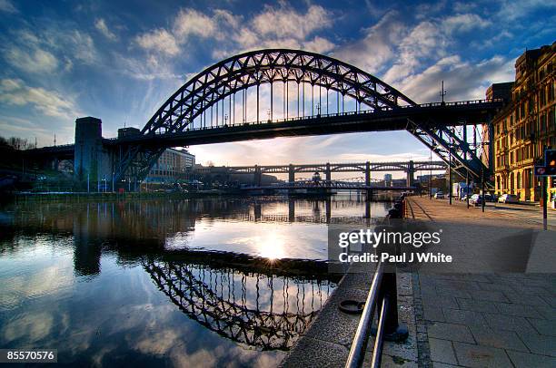 tyne bridge ultra wide view - tyne bridge stock pictures, royalty-free photos & images