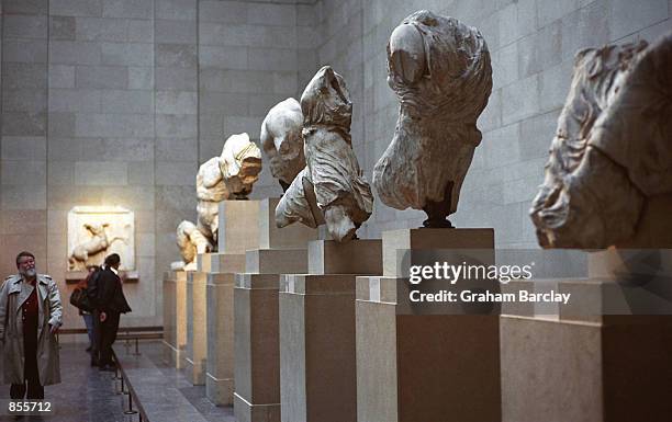 Sculptures which form part of the "Elgin Marbles", taken from the Parthenon in Athens, Greece almost two hundred years ago by the British aristocrat,...