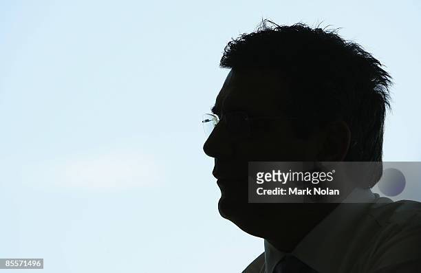 Andrew Demetriou watches on at the Sydney Swans 2009 AFL season launch at the Bondi Icebergs Club on March 24, 2009 in Sydney, Australia.