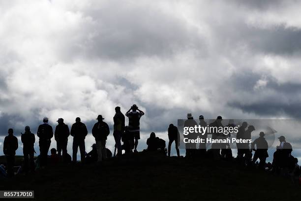 Spectators watch over the 8th green during day three of the New Zealand Women's Open at Windross Farm on September 30, 2017 in Auckland, New Zealand.