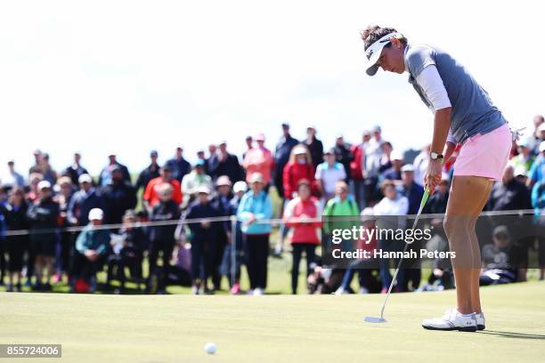 Emily Tubert of USA putts during day three of the New Zealand Women's Open at Windross Farm on September 30, 2017 in Auckland, New Zealand.